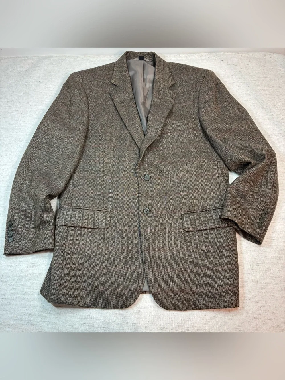 Saddlebred Men's 40R Brown Herringbone lambsWool Blazer sport coat 2 buttons